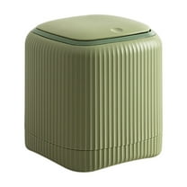 Yooshoverk Garbage Bin Countertop Wastebasket Push Button Multipurpose 13.5X13.5X14.5Cm Small Recycle Bin For Bedside Tables Green 5.71X5.31X5.31In