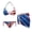 3D US Flag, variant on Flag of the Bahamas Women's Bikini Swimsuits Halter String Triangle Bikini Sexy Swimwear Cute Bathing Suits with Chiffon Coverup Summer Beach Wrap Skirt Sheer for Swimsuit