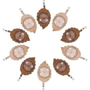 PH PandaHall 12 pcs 2 Colors Unfinish Wooden Leaves Pendant Trays Base Blanks with 12 pcs Clear Glass Cabochons Kit Craft Bezels for Necklace Jewelry DIY Craft Making