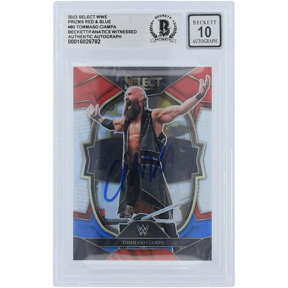 Tommaso Ciampa WWE Autographed 2023 Panini Select Red & Blue Prizm #80 Beckett Fanatics Witnessed Authenticated 10 Card - Fanatics Authentic Certified