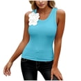 thumbnail image 2 of FDGIU Women's Scoop Neck Decor Sleeveless Tank Top, Solid Fitted Casual Layering Camisole, 2 of 5