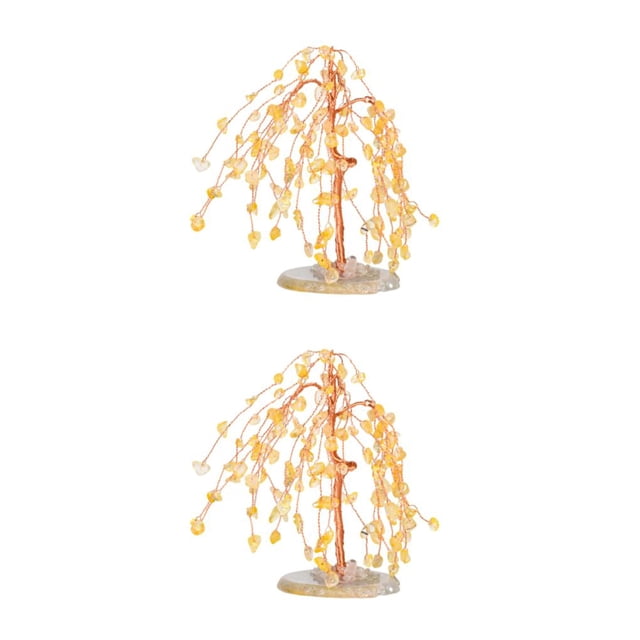 Cateissary Adorno de escritorio de árbol artesanal exquisito de piedra - Símbolo de la suerte, prosperidad y deseos de felicidad Type1 NO1