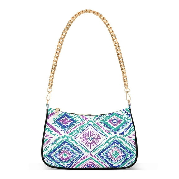 Ryvnso Mandala Ethnic Geometric Womens Chain Shoulder Bag Tote Handbags Clutch Hobo Purse with Zipper for Travel