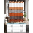 thumbnail image 6 of No Hook Cloth Fabric Shower Curtain with Snap in Liner, Orange Wooden Waterproof Shower Curtains Set with See Through Top Window, Grey Stripe Gradient Country Rustic Grain Bath Curtains 60"x72", 6 of 6