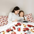 thumbnail image 5 of jejeloiu Fire Truck Full Size Comforter Sets,Equipment Vehicle Theme Bedding Comforter Set,Red White Orange Bedding Sets For Boys Girls,Super Cozy Room Decor Reversible,3 Pieces, 5 of 8