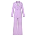 thumbnail image 7 of qolati Women Suit Two Pieces Outfit Long Sleeve Blazer Jacket with Wide Leg Pant Matching Sets Casual Elegant Business Office Suits Set, 7 of 7