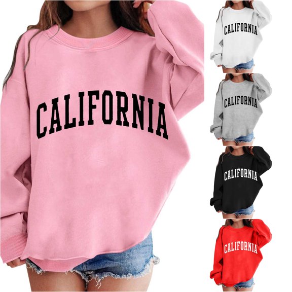 LIIPEE Letter Graphic Sweatshirts For Girls Long Sleeve Crew Neck Pullover Kids Fall Winter Comfortable Casual Sweatshirts,6-7 Years