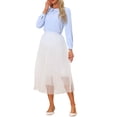 thumbnail image 4 of BLUSA DE TRABAJO PARA MUJER INSPIRADA CHIC DE MANGA LARGA CON CUELLO PETER PAN TAMAÑO S AZUL CLARO, 4 of 6