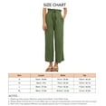 thumbnail image 3 of Pantalones de lino para mujer, pantalones de pierna ancha con cordón, talle alto, informales, holgados, para verano OD Green M, 3 of 3
