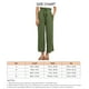 thumbnail image 3 of Pantalones de lino para mujer, pantalones de pierna ancha con cordón, talle alto, informales, holgados, para verano OD Green M, 3 of 3