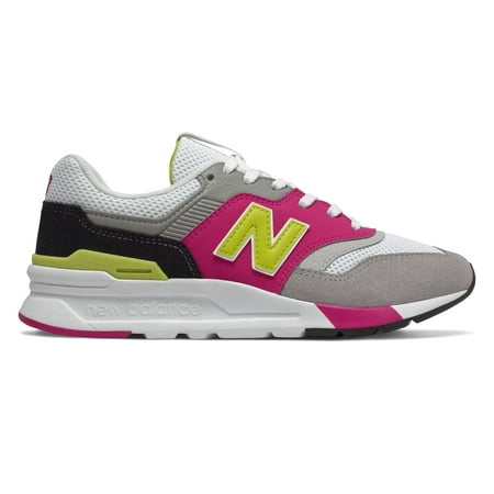 New Balance Women's 997H Shoes White with Pink & Yellow