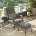 thumbnail image 4 of GVN Patio Lounge Chair,Outdoor Chaise Lounge Chair,Wicker Adirondack Chair Fire Pit Chair w/ Ottoman & Cushions, Gray, 4 of 10