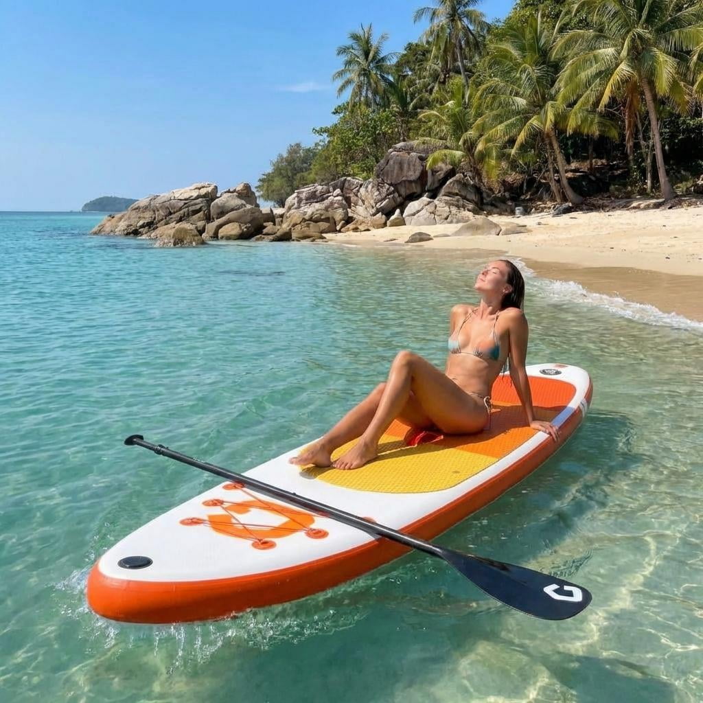 Garvee 12ft Inflatable Stand Up Paddle Board with Premium SUP Accessories,400 lb Capacity,Orange