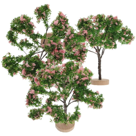 MUSEYA 3Pcs Diorama Trees Miniature Trees for Train Track Models Plastic Assorted Color with Model Building