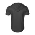 thumbnail image 6 of Men's Summer Short Sleeve Hooded Sweatshirt with Zipper Pocket, Oversized Casual Pullover for Sports, Warm Weather,Dark Gray,2XL, 6 of 6