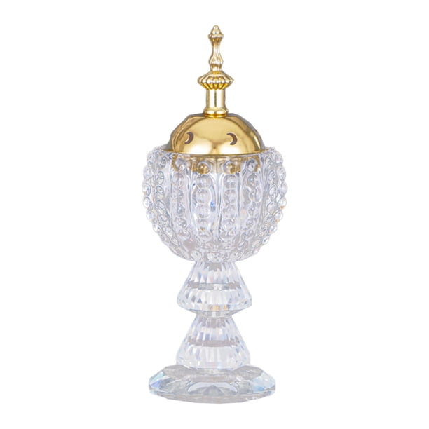 Quemador de incienso de cristal Bakhoor, quemador de oud árabe, para spa, yoga y aromaterapia. C