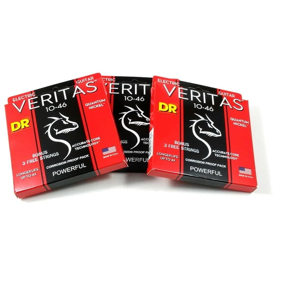 DR Guitar Strings Veritas Electric 3 Sets VTE-10 10-46 Nickel extra strings