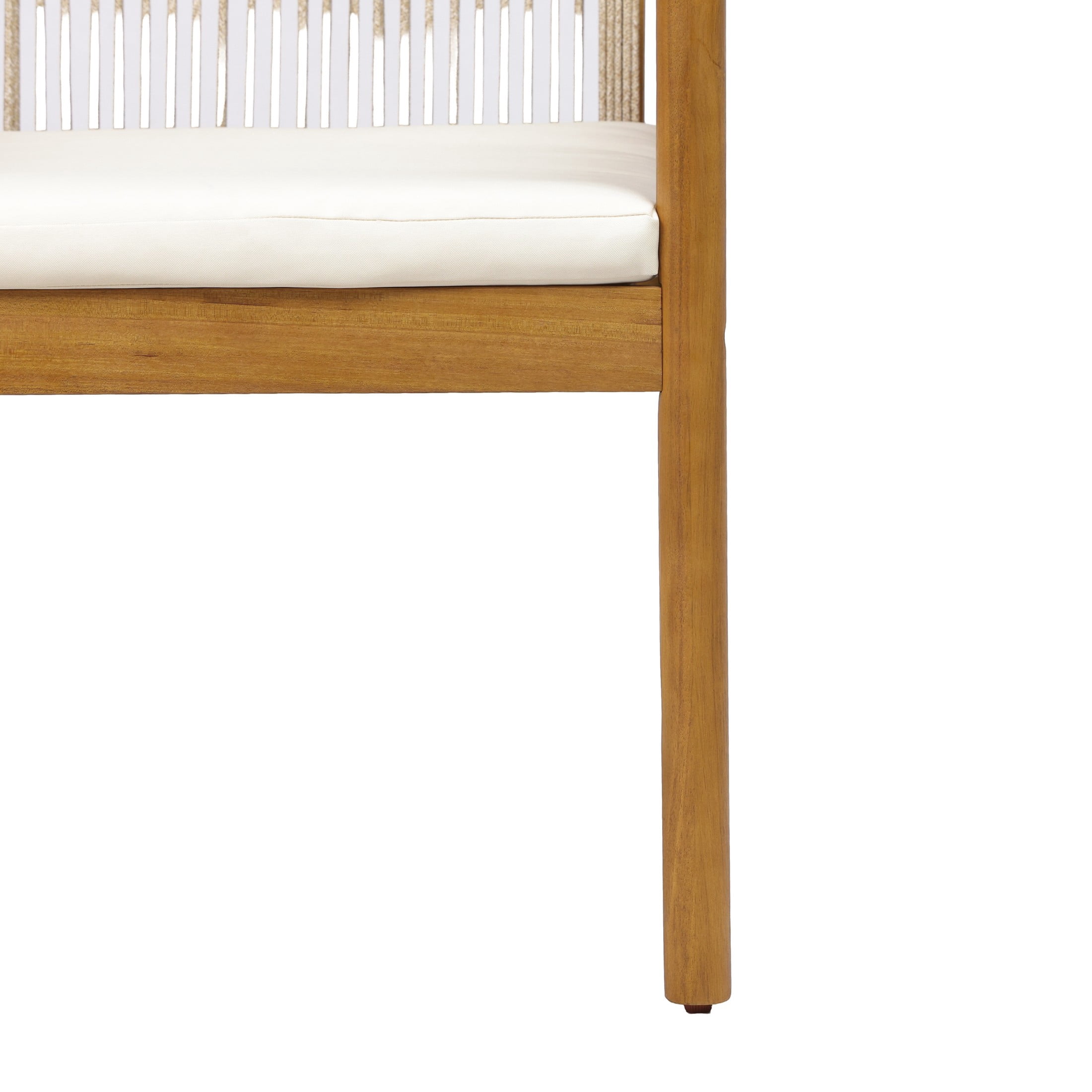 Christopher Knight Home 5-Piece Acacia Wood Patio Dining Set, Rope Chairs and Square Table, Teak+Beige