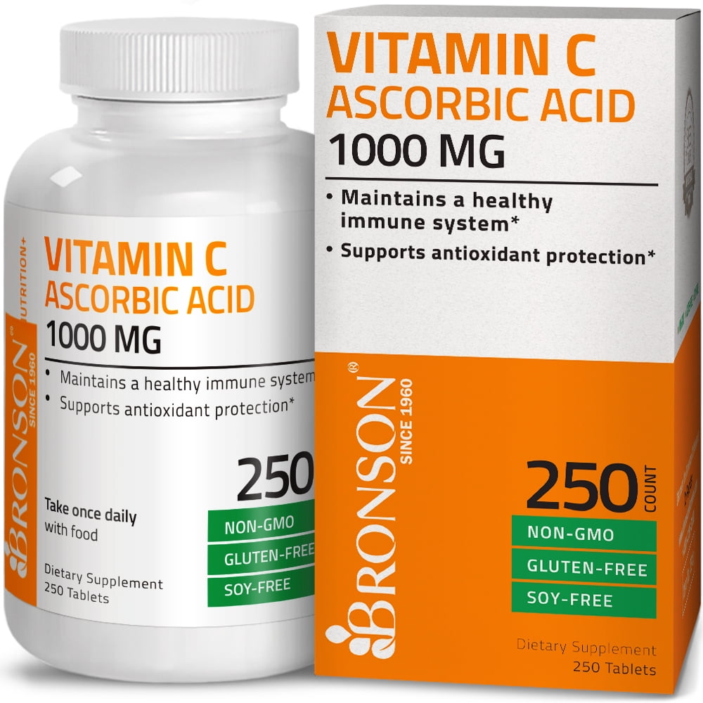 Vitamin C 1000 Mg Premium Non Gmo Gluten Free Ascorbic Acid Healthy Immune System Antioxidant Protection 250 Tablets Walmart Com Walmart Com