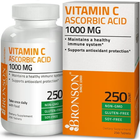 Bronson Vitamin C 1000 mg Premium Non-GMO Ascorbic Acid, 250