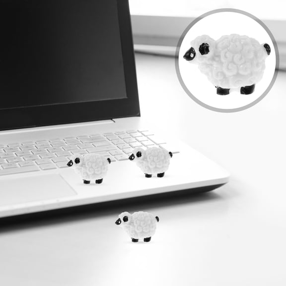 BESTOYARD Mini Sheep Figurines Miniature Design Resin 12pcs Assorted Color