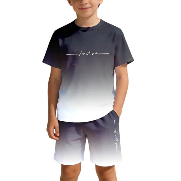 Tiijoy Toddler Boys Outfits Kids Gradient Short Sleeve T Shirt Shorts Set, Sizes 4-5