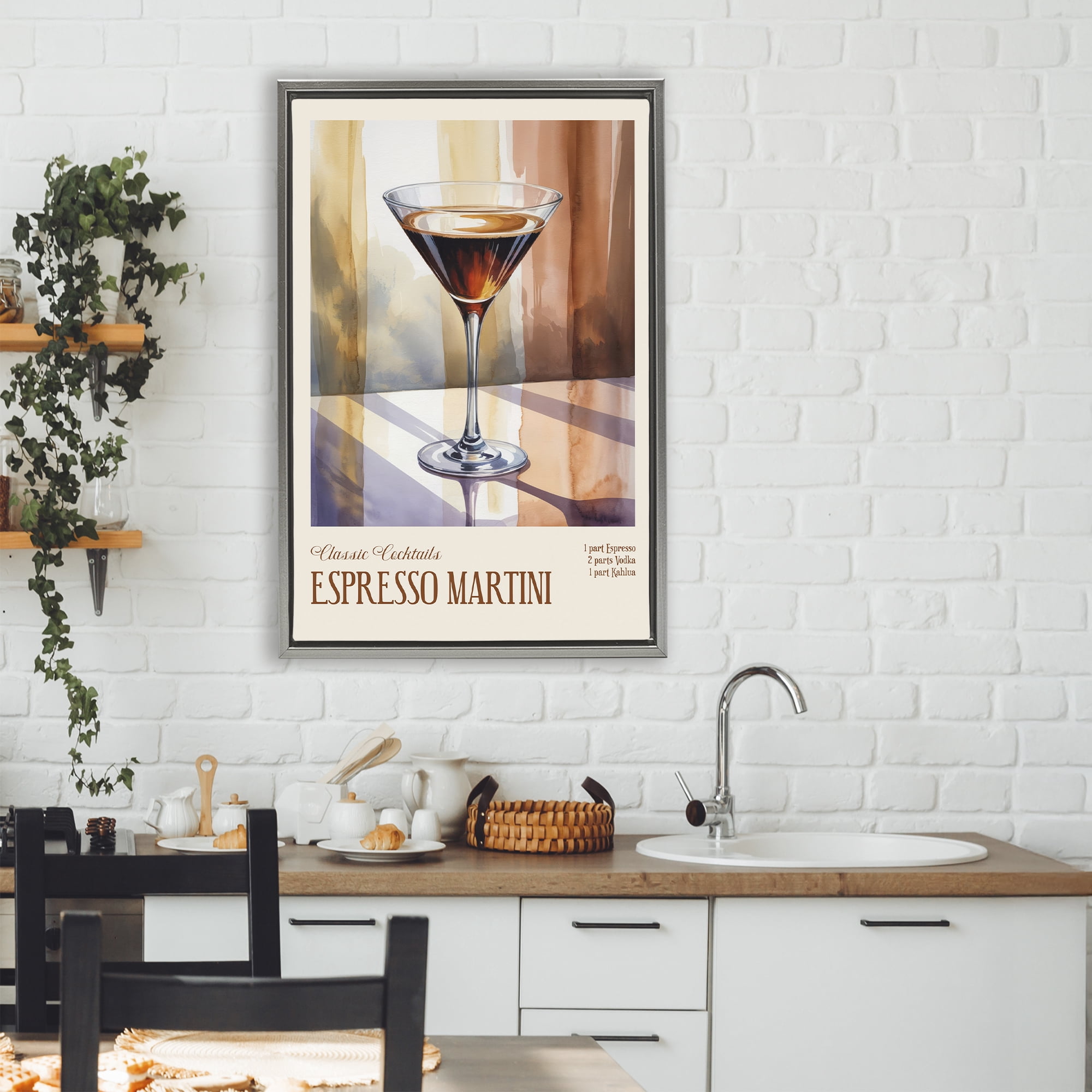 Stupell Industries Espresso Martini Sun Reflection Gray Framed Floater Canvas Wall Art, design by Andreas Magnusson