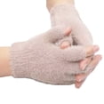 thumbnail image 3 of dianhelloya 1 Pair Women Winter Half-finger Gloves Faux Fur Thickened Cold Resistant Soft Elastic Warm Knitted Solid Color Five Finger Students Writing Gloves Beige, 3 of 7