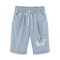 thumbnail image 4 of AXXD Blue Plus Size Shorts for Women Summer Shorts Printing Elastic Waist 5-inch Pants Drawstring 5-inch Shorts Mother's Day, 4 of 4