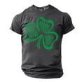 thumbnail image 2 of lcziwo St Patricks Days Shirts Men Green Shamrock Print Tees Casual Streetwear Short Sleeve Pullover Tops Crewneck Big and Tall Daily T Shirts Prime Today,Gray,L, 2 of 6