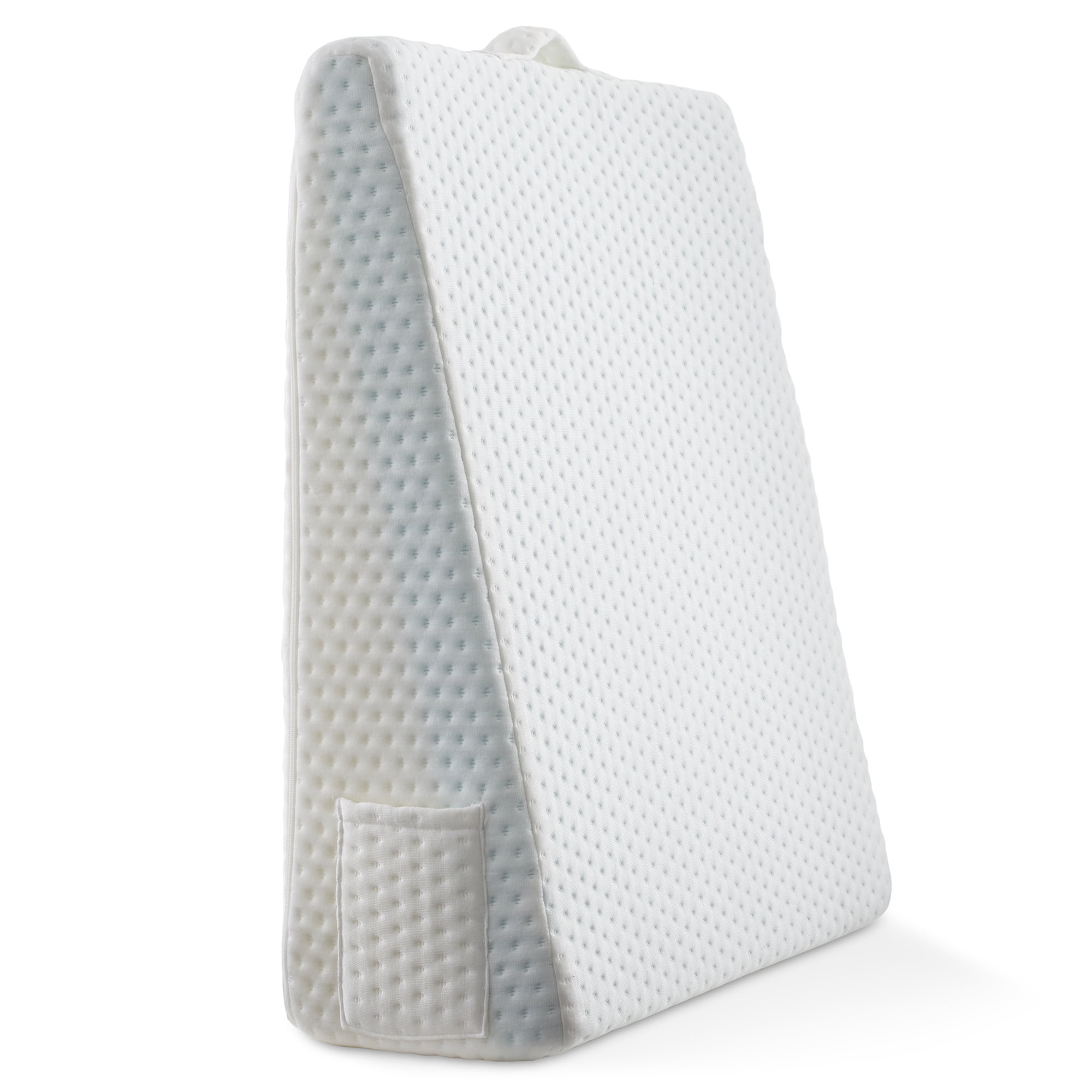 Bed Wedge Pillow - 8" Leg Elevation Body Positioner with Memory Foam for Legs, Knee, Ankle, Lower Back Support - White Cover