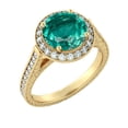 thumbnail image 5 of 14K Yellow Gold 2.10 ctw Lab Created Green Emerald Stone Ring with Diamonds Halo Filigree With Accents, 5 of 7