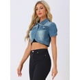 thumbnail image 4 of DARING DIVA Women's Summer Short Sleeves Crop Denim Jackets L Denim Blue, 4 of 6