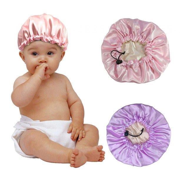 Children Shower Cap Cute Waterproof Double Layer Kids Cartoon Shower Hat,  Pink and Purple 