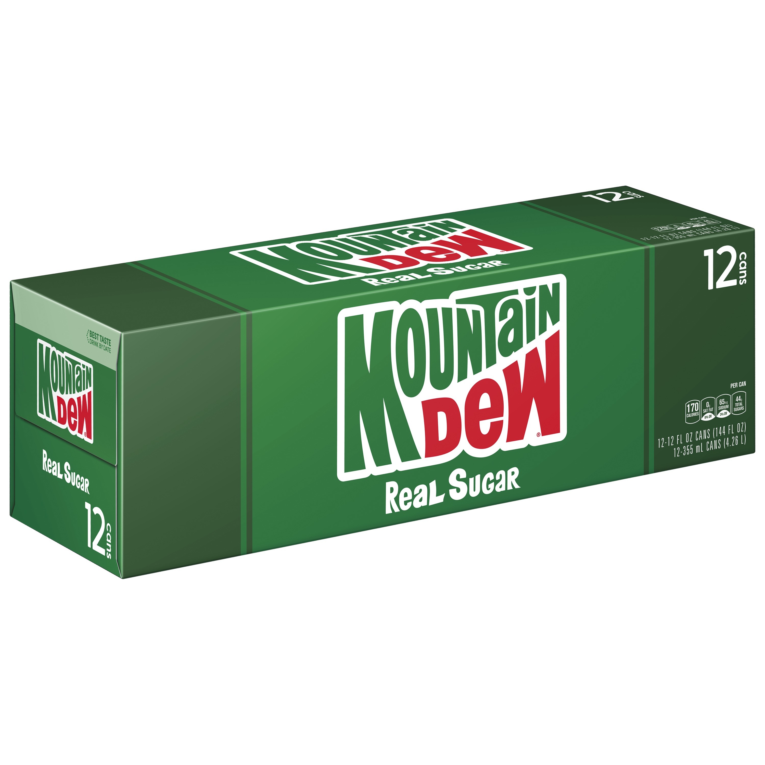 Mountain Dew Throwback with Real Sugar Soda Pop, 12 fl oz, 12 Pack Cans - image 3 of 5