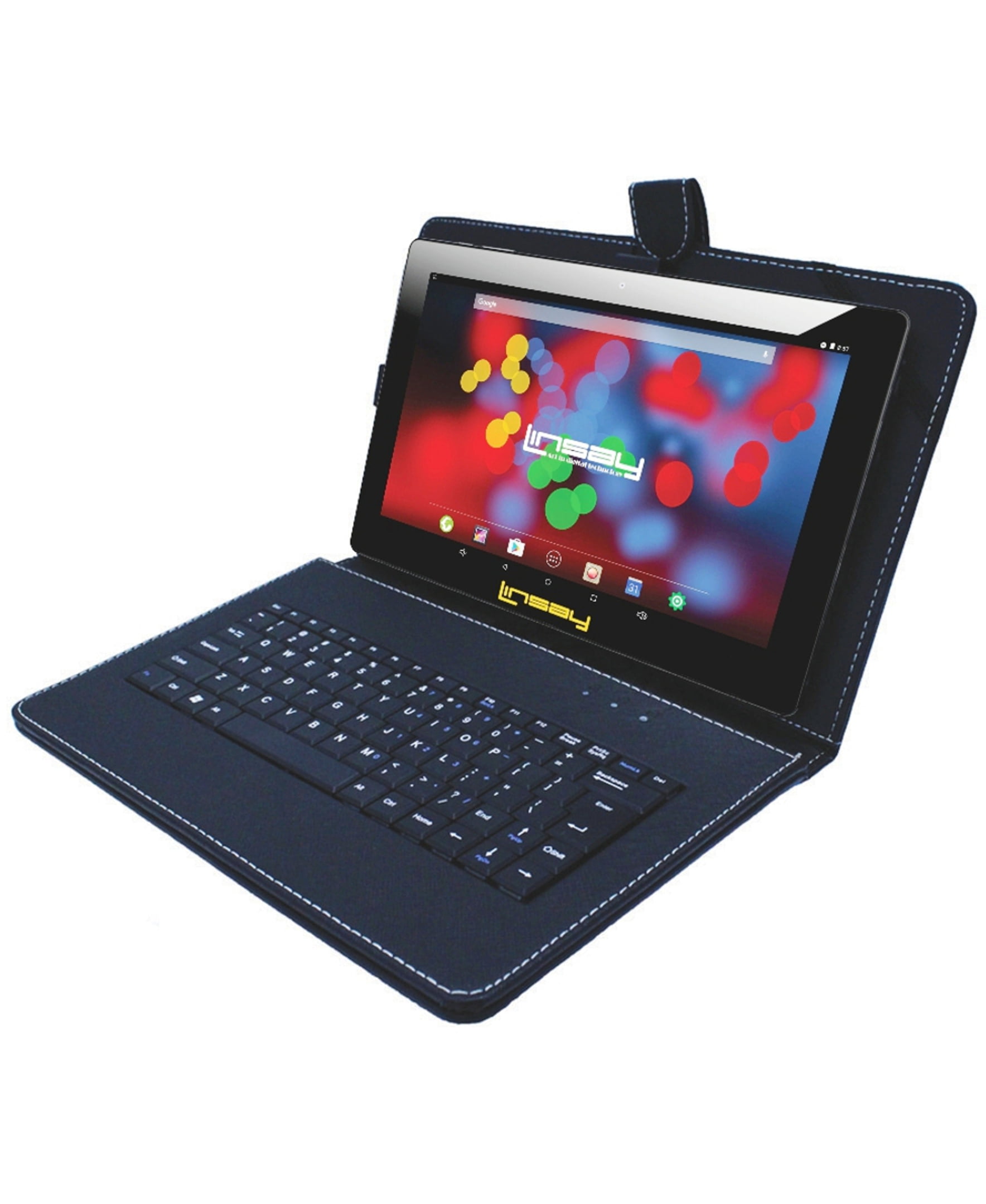 LINSAY 10.1" 1280x800 IPS 2GB RAM 32GB Storage Android 12 Tablet with keyboard Black Leather Keyboard