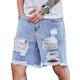 thumbnail image 1 of Pantalones cortos de mezclilla rasgados para hombre con dobladillo sin procesar Lavar a máquina con agua fría. M Lavar a máquina con agua fría. M Xishao ropa, 1 of 2