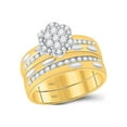 thumbnail image 2 of FB Jewels 14kt Yellow Gold His Hers Round Diamond Cluster Matching Wedding Set 3/4 Cttw Size 9, 2 of 4
