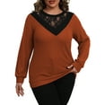 thumbnail image 2 of a.Jesdani Plus size Sweatshirts for Women Crewneck Casual Lace Patchwork Pullover Sweater 2xl, 2 of 6