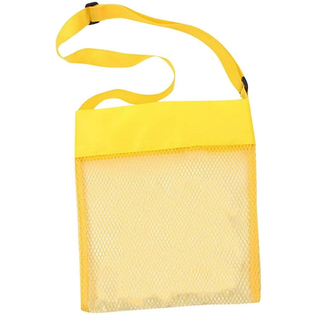 Sacs Coquillages pour Jouets de Plage pour Enfants, Sacs de Plage Colorés en Maille Respirante, Sacs Coquillages de Mer avec Sangles de Transport Ajustables, Sacs Portatifs pour Trésors de Plage en Sable et Coquillages, Sac de Rangement pour Jouets, Seulement les Sacs (Yellow1)