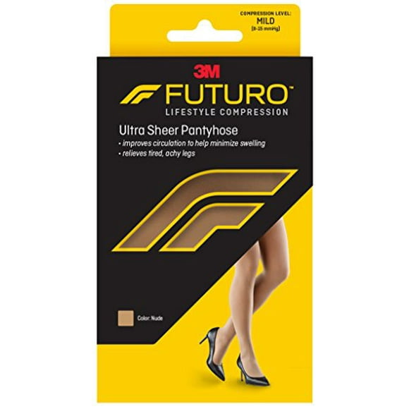 Futuro Énergisant Collants Ultra Pure pour les Femmes, Aide à Soulager les Symptômes de Veines d'Araignée Doux, Compression Légère, Coupe Française, Moyen, Nu