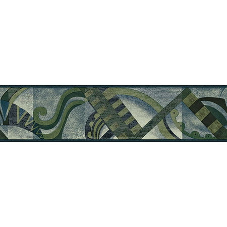 Blue Mountain Cafe Wallpaper Border, Forest Green and Stormy Blue