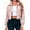 Light pink, variant on Long Sleeve Stand Collar Solid Women Zipper Bomber Jacket Motorcycle Crop Coat