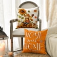 thumbnail image 3 of Sm:)e Blesse Sunflower Scarecrow Pumpkin Fall Throw Pillow Cover 18x18 Inch Set of 4, Autumn Decorative Outdoor Cushion Cover for Sofa Couch, 3 of 8