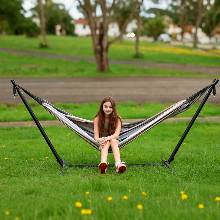 SZHLUX Double Hammock with Stand, 450lb Capacity, Cotton
