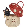 thumbnail image 2 of Handmade Rattan Mushroom-shaped Storage Basket- Cute Handmade Handcrafted Gift Decoration Artwork Rattan, Pink, 2 of 5