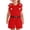 Red, variant on Baby Girl Summer 3 PC Outfit Sets,Sleeveless Ribbed Top + Belted Shorts Red Size 3Y