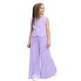thumbnail image 2 of XXWXYD Girls 2 Piece Outfits Double Breaste𝖽 Lapel Collar Suit Vest and Pleated Wide Leg Pants Sets for Kids 2-9 Years Toddler Girl Vacation Outfits, 2 of 8