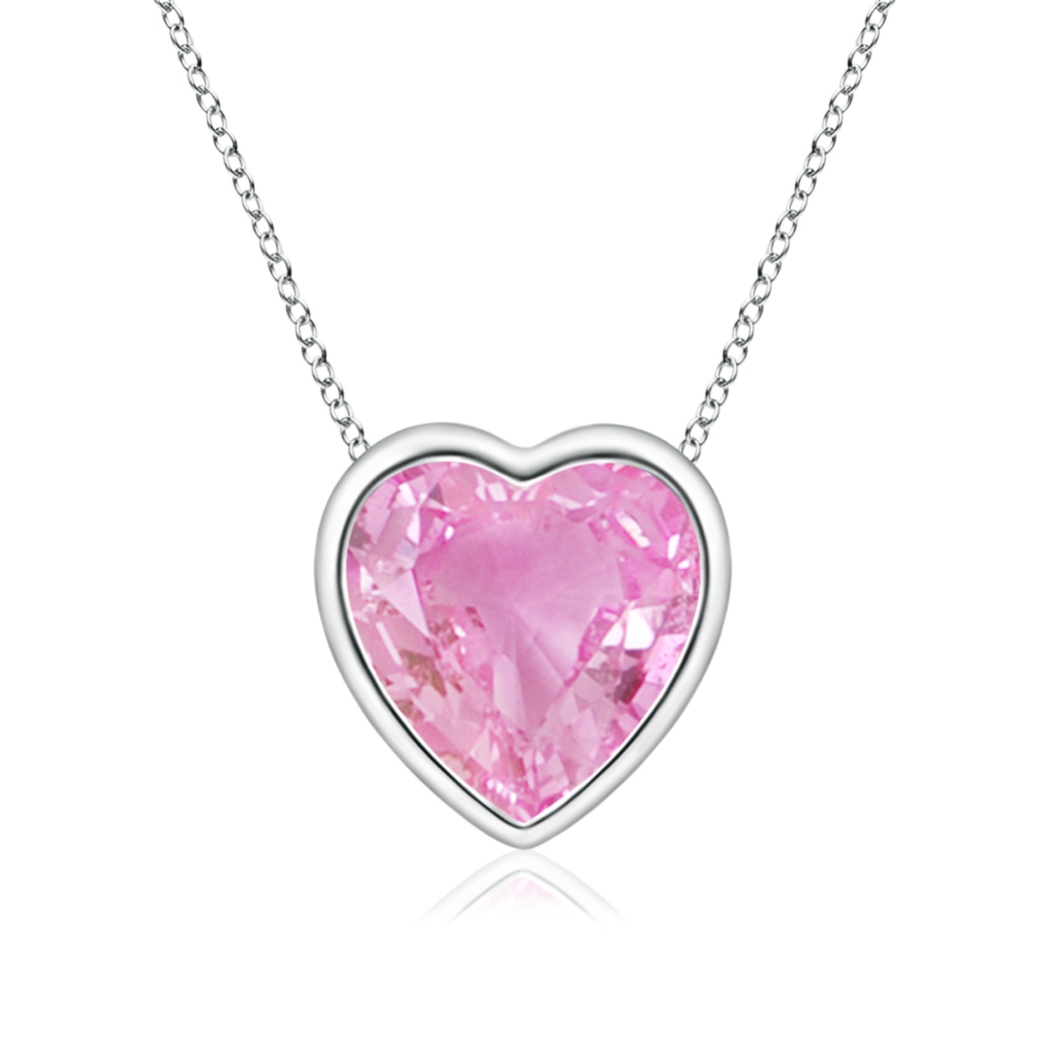 Angara Natural Pink Sapphire Solitaire Heart Pendant Necklace for