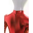 thumbnail image 6 of TiaoBug Kids Girls Metallic Full Body Unitard Gymnastics Jumpsuit Shiny Mock Neck Bodysuit Dancewear Red XL/150, 6 of 7